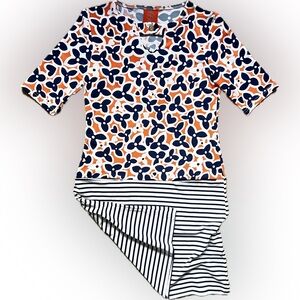 Tracy Negoshian Shift Dress Nikki Mixed Print Super Stretch Red Black Size XS